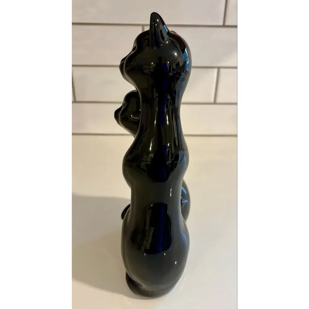 Ceramic Black Siamese Cat Pair Figurine